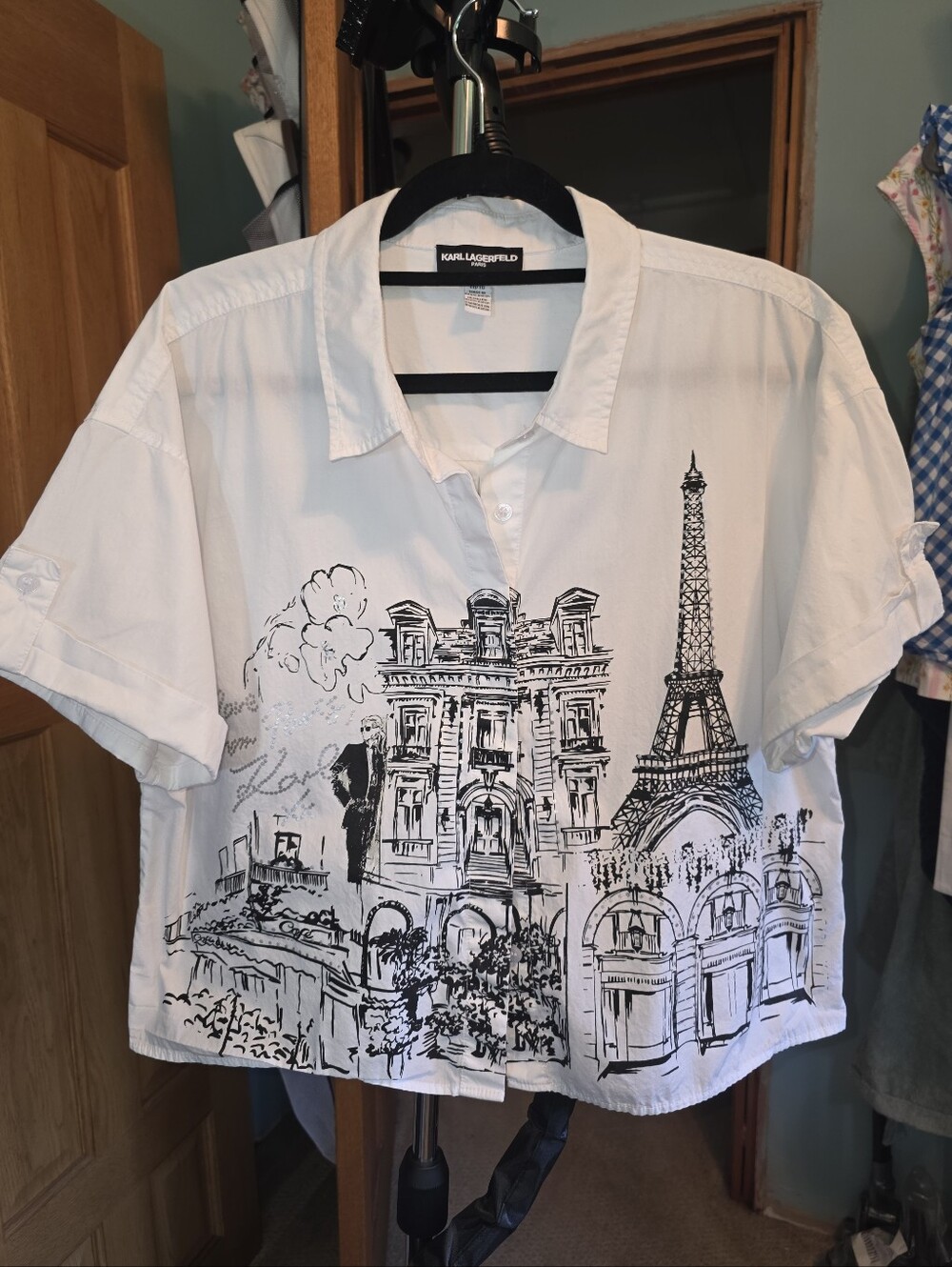 KARL LAGERFELD CROPPED BLOUSE SO CUTE! SIZE XL